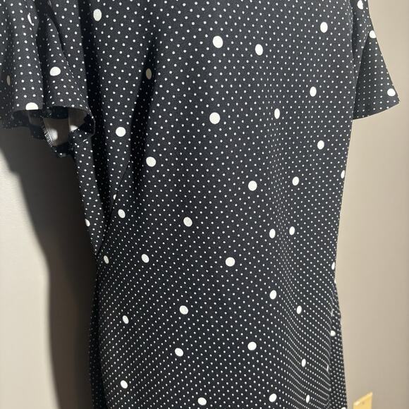Lauren Ralph Lauren Dress 14 Bias-Cut Ruffled Sleeves & Hem Polka Dot Feminine - Picture 9 of 14